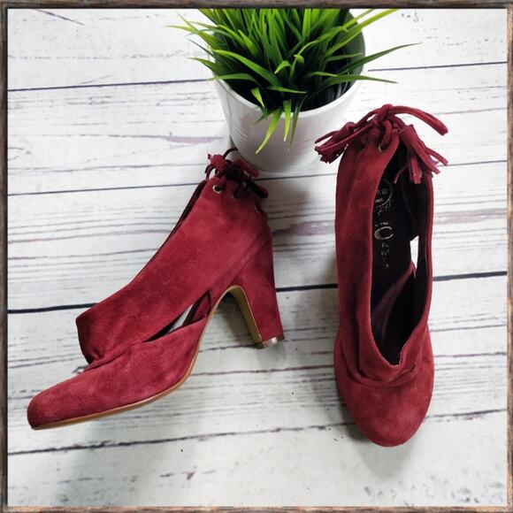 JEFFREY CAMPBELL Mabel Burgundy Red Suede Heels Pumps size 7.5 - Picture 1 of 8